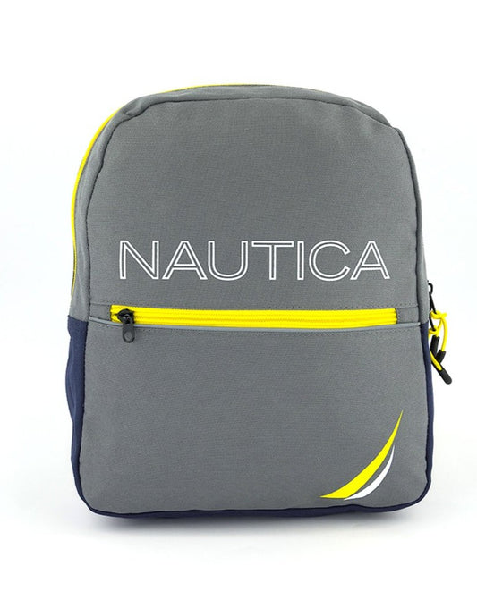 Nautica Colorblock Logo Backpack - Grey and Yellow