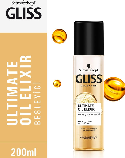 Schwarzkopf Gliss Ultimate Oil Elixir Nourishing Leave-In Liquid Hair Conditioner 200ml